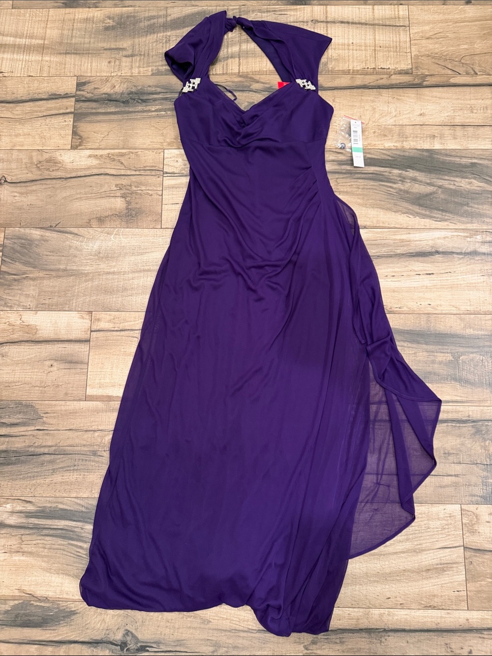 R & M Richards Deep Purple Halter Gown